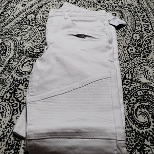 Forever 21 Moto Mens White Jean's with Zipper deta